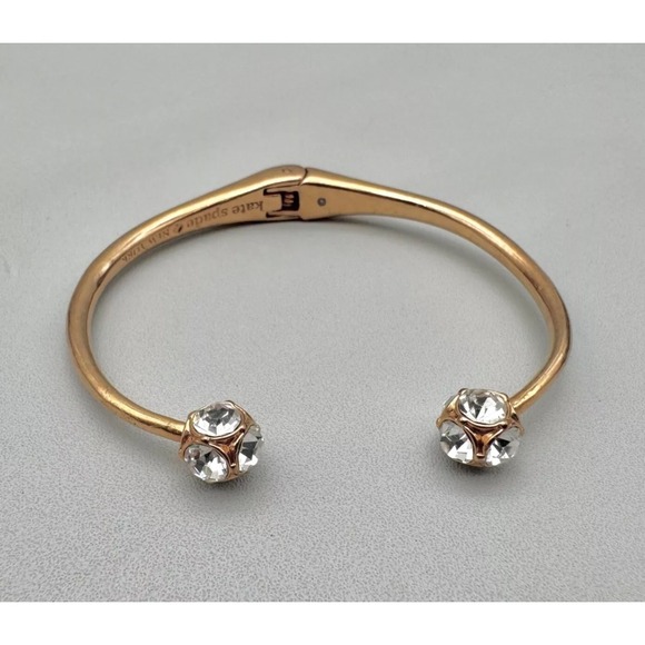 Kate Spade New York Gold Tone Crystal Open Cuff Bangle Bracelet - Picture 8 of 9